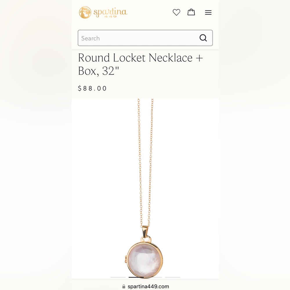 Spartina 449 18K gold plated locket necklace 32” New in box. NEVER QUIT engraved